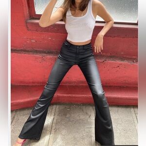 Edikted Black Luna Faux Leather Flare Jeans